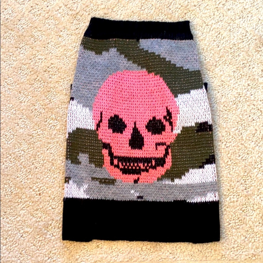 Cashmere dog camo skull sweater